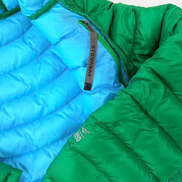 L.L.Bean Hooded Down Jacket 850 Fill Ultralight Green Petite L - Picture 5 of 13